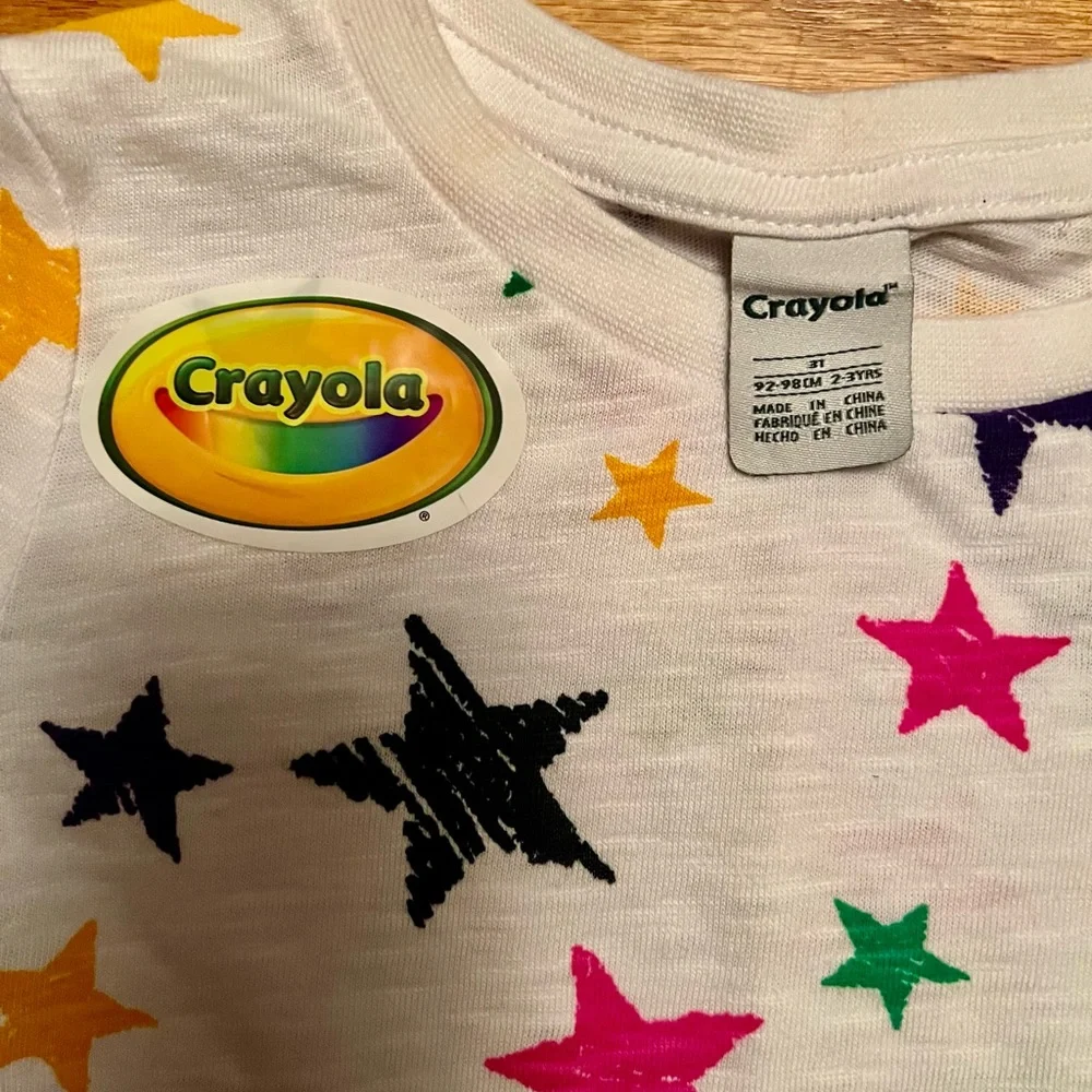 Crayola 2-Piece Outfit Toddler 3T Pink & Stars Long Sleeve Top & Leggings - NWT
